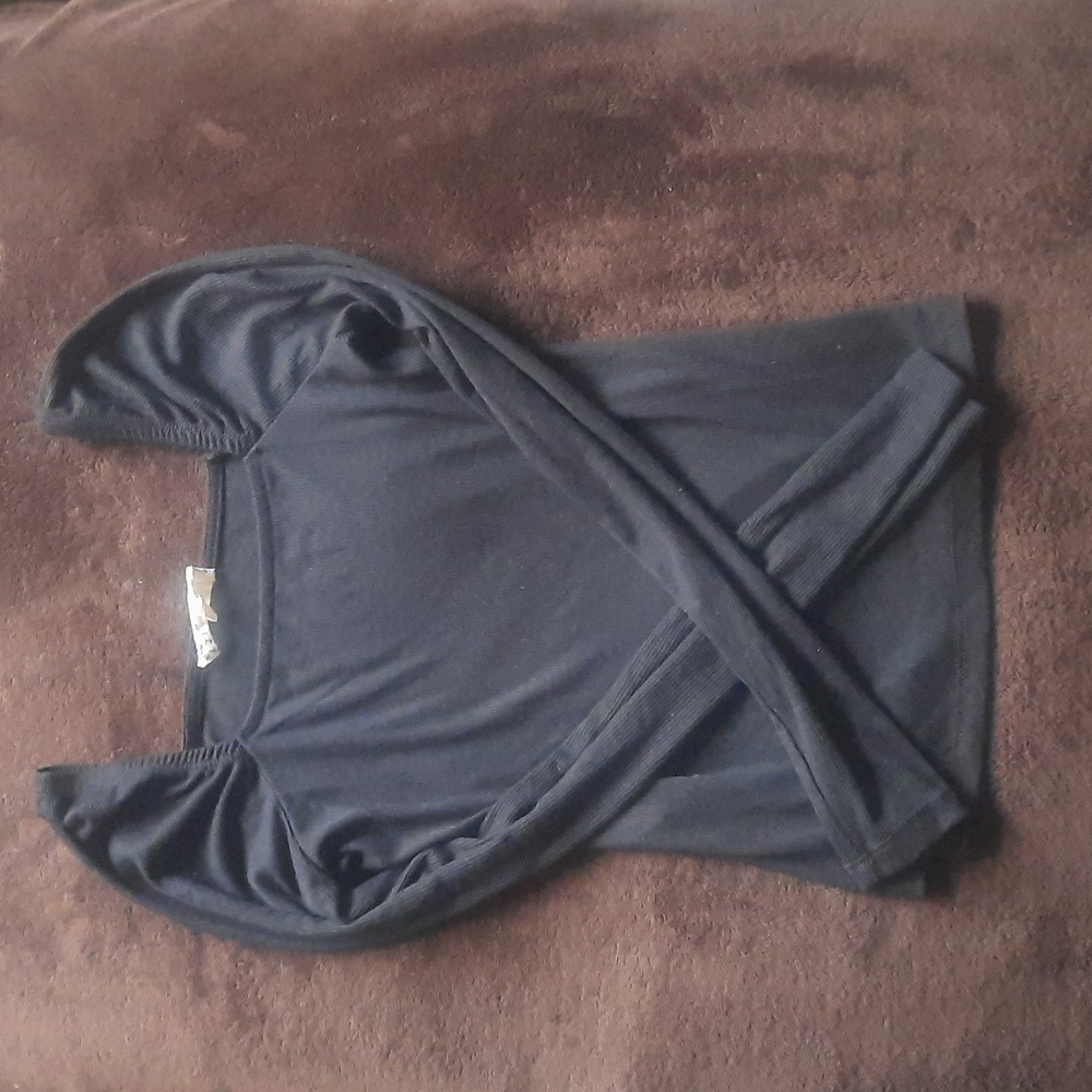 XS Women's Pink Republic Black Square-Neck Long-Sleeve